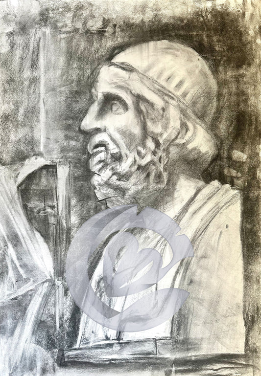 Strength Through Silence: Portrait of a Greek God, 19.5" x 26"